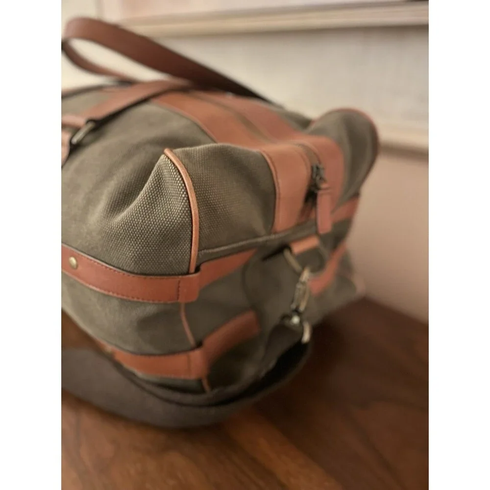 Vintage Cole Haan Canvas Leather Duffel Bag Weekender Travel Carry On Strap EUC